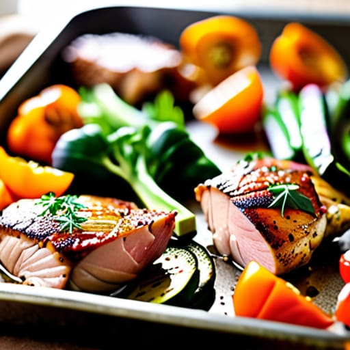 Roasted Lemon Herb Chicken & Rainbow Veggies.
