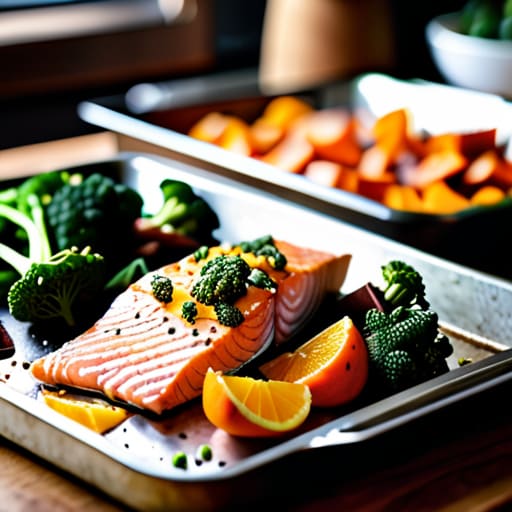 Sheet Pan Salmon and Roasted Veggies meal.