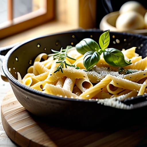 Creamy One-Pot Garlic Pasta in pan.