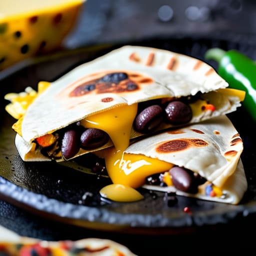 Melty Loaded Black Bean Quesadillas with jalapeños.