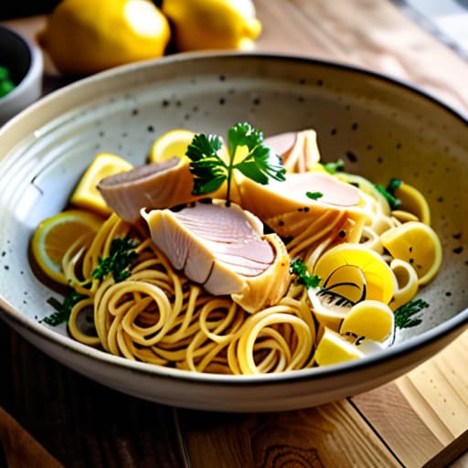 Light Zesty Lemon Chicken Pasta dish.