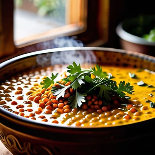 Creamy, golden bowl of Cozy Red Lentil Dahl.
