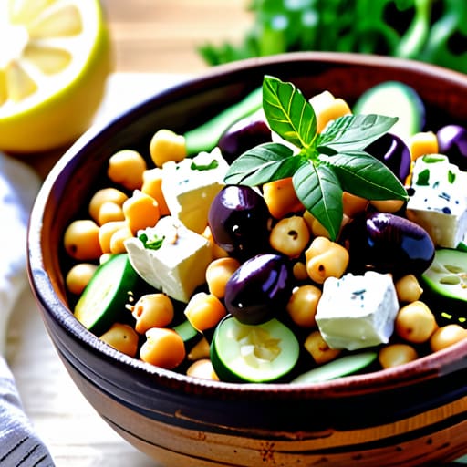 Fresh Mediterranean Chickpea Salad with feta.