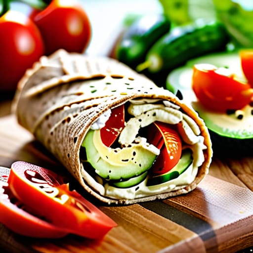 The "No-Cook" Mediterranean Wrap with hummus.